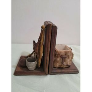 Pair Of Fishing Book Ends Dezine Tackle Box Opens Fish 9695 Hand Painted